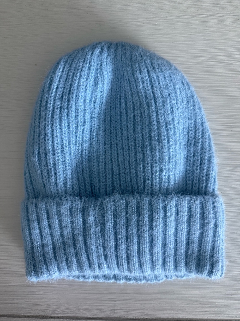 Soft Light Blue Knit Beanie Hat - Women